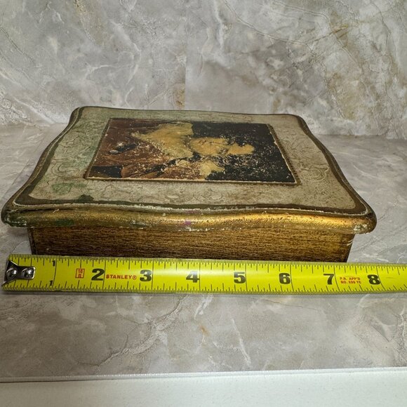 Vintage Mele Jewel Case With Romantic Portrait & Compartments Gold Florentine - Picture 6 of 7